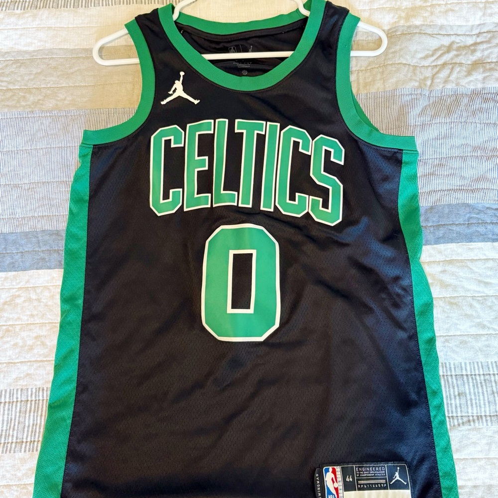 Jordan Celtics Black and Green Basketball Jersey